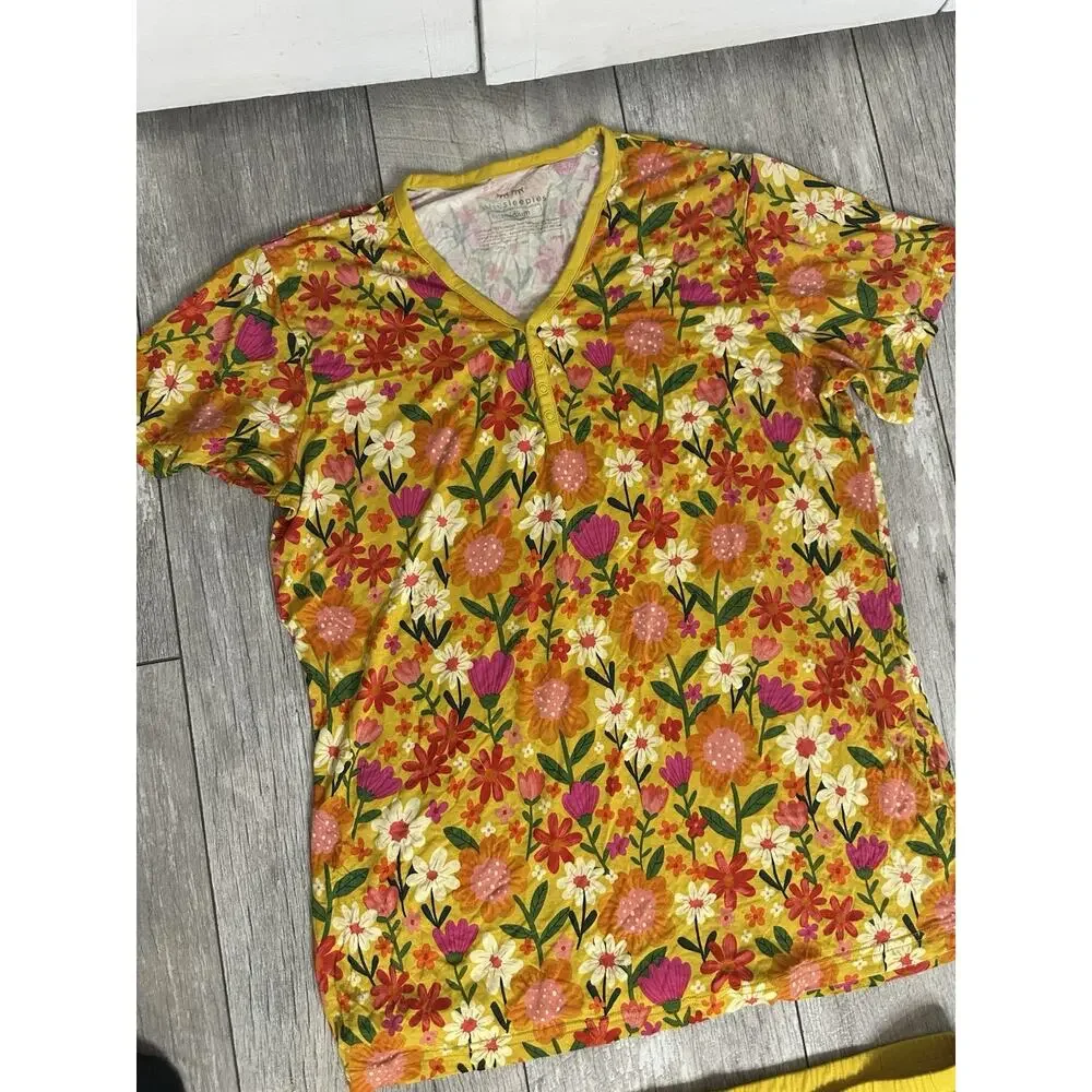 NWT Little Sleepies Sunny Garden Bamboo Pajama Set Women Pants Large Top Medium